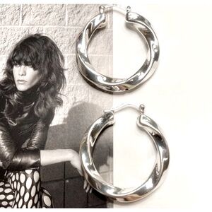 NEW SOLID TWIST HOOP EARRINGS, 925 STERLING SILVER EARRINGS, PRETTY EARRINGS